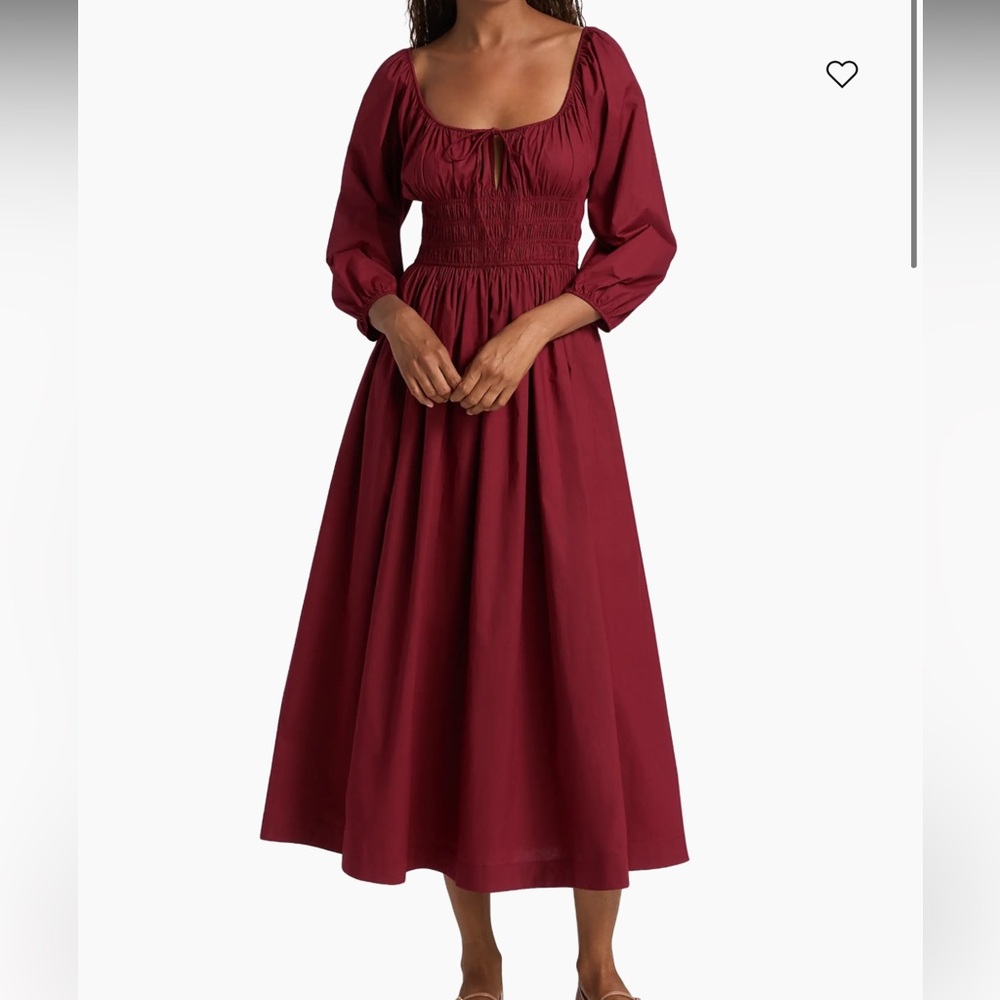 DÔEN quintessa midi dress | shirred, organic cotton - deep crimson